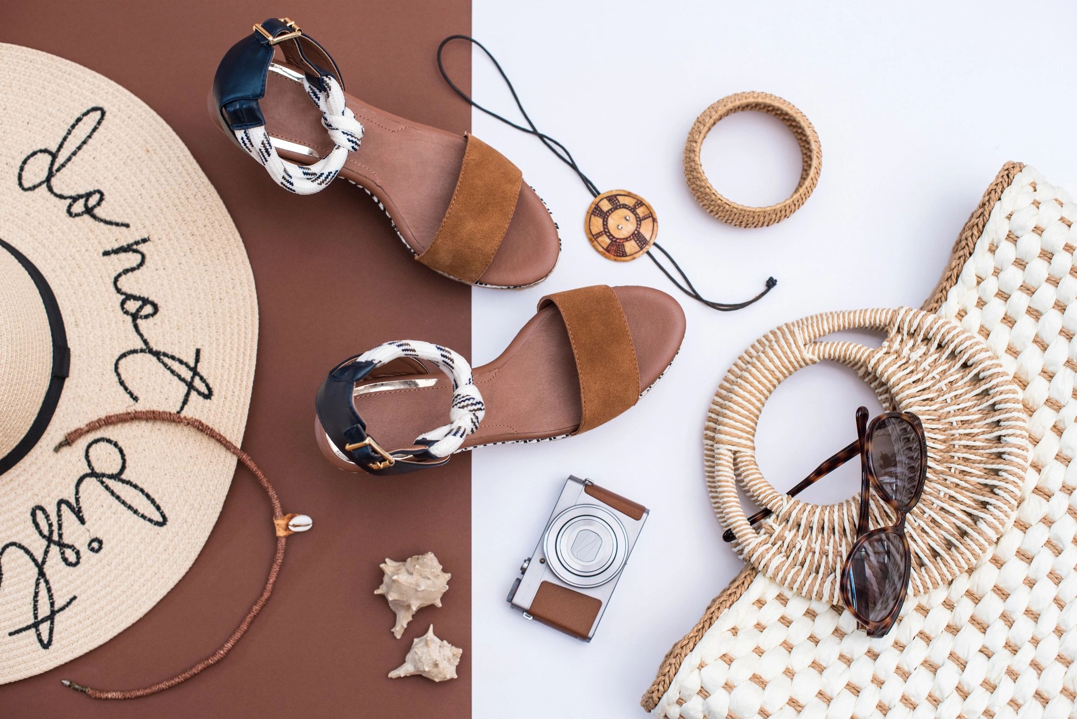 Neutral fashion flat lay