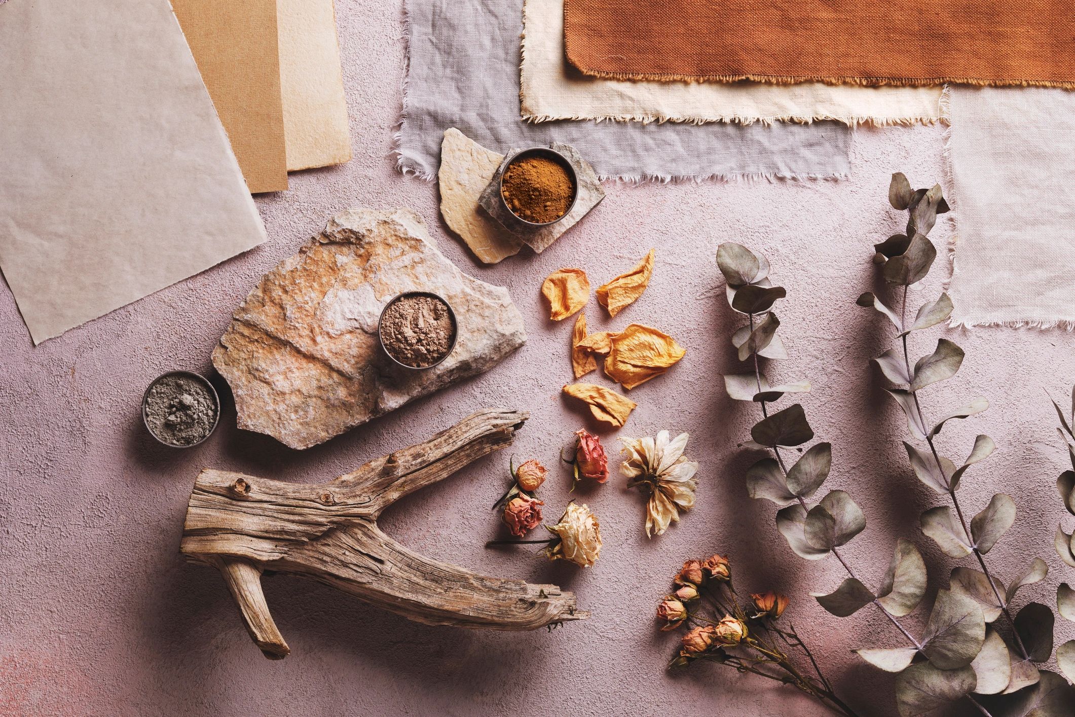 Earth-toned still life objects