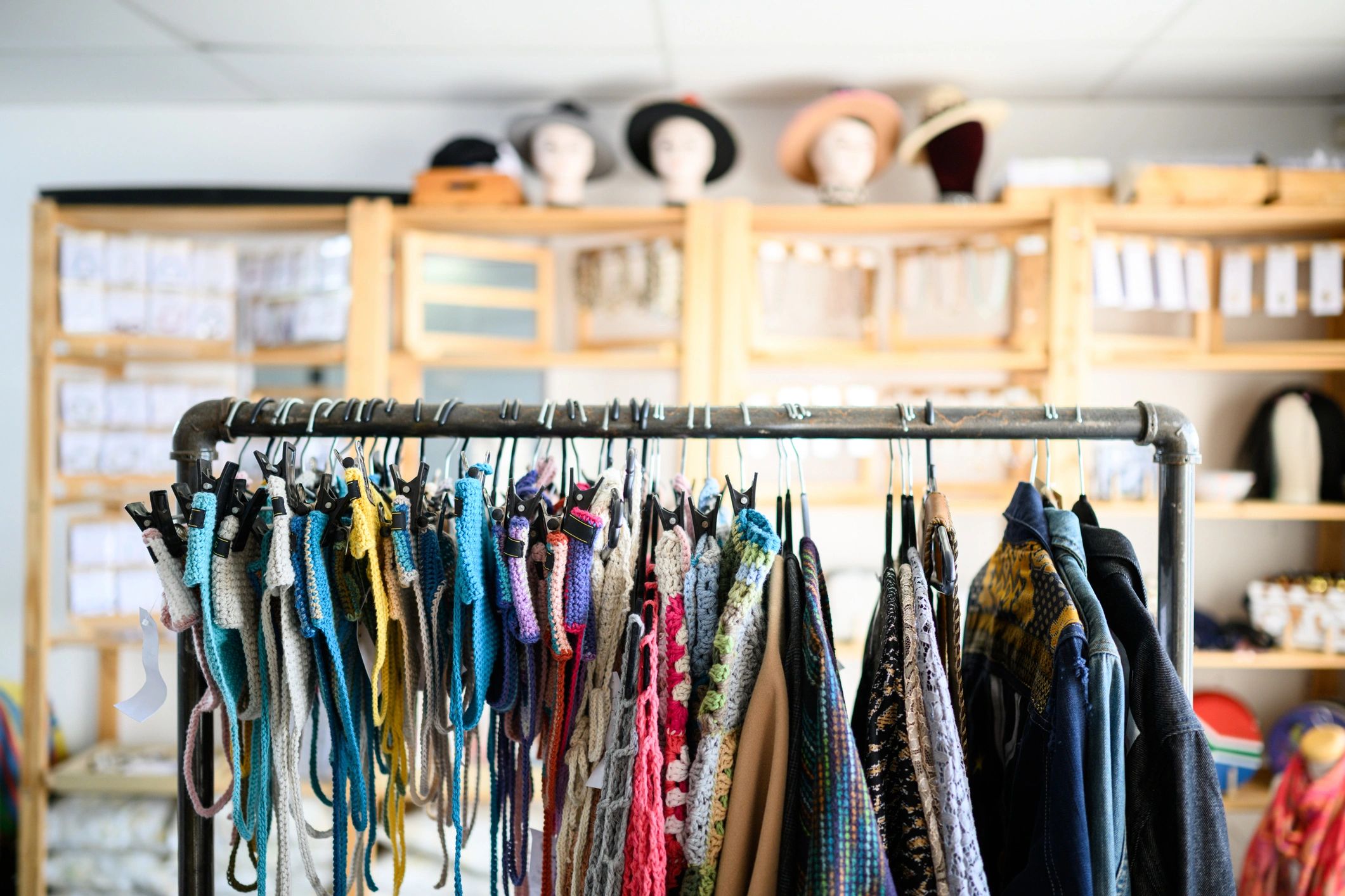 Clothing rack in a boutique
